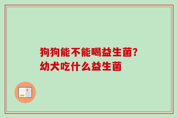 狗狗能不能喝益生菌？幼犬吃什么益生菌