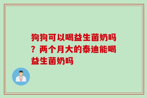 狗狗可以喝益生菌奶吗？两个月大的泰迪能喝益生菌奶吗