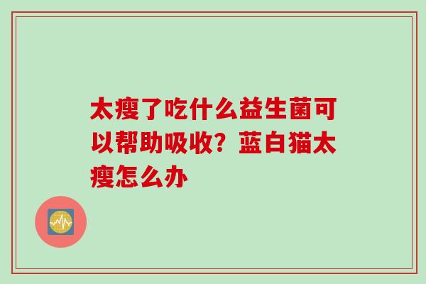 太瘦了吃什么益生菌可以帮助吸收?蓝白猫太瘦怎么办 太瘦了吃什么益生菌可以帮助吸收?蓝白猫太瘦怎么办