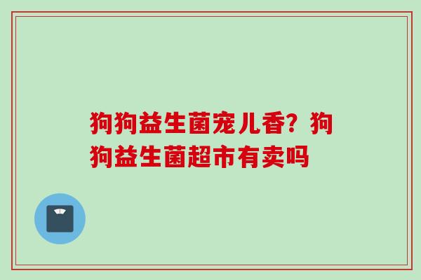 狗狗益生菌宠儿香？狗狗益生菌超市有卖吗