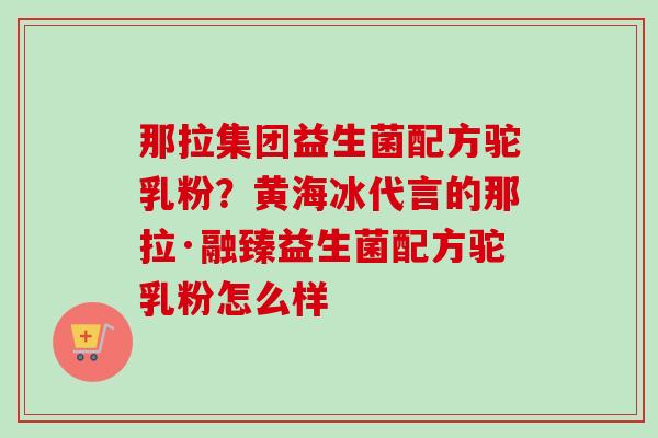 那拉集团益生菌配方驼乳粉?黄海冰代言的那拉·融臻益生菌配方驼乳粉怎么样 那拉集团益生菌配方驼乳粉?黄海冰代言的那拉·融臻益生菌配方驼乳粉怎么样
