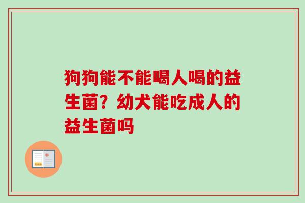狗狗能不能喝人喝的益生菌?幼犬能吃成人的益生菌吗 狗狗能不能喝人喝的益生菌?幼犬能吃成人的益生菌吗