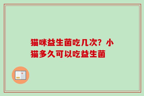 猫咪益生菌吃几次？小猫多久可以吃益生菌