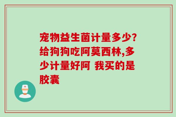 宠物益生菌计量多少?给狗狗吃阿莫西林,多少计量好阿 我买的是胶囊 宠物益生菌计量多少?给狗狗吃阿莫西林,多少计量好阿 我买的是胶囊