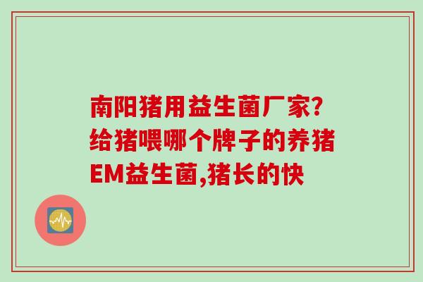南阳猪用益生菌厂家？给猪喂哪个牌子的养猪EM益生菌,猪长的快