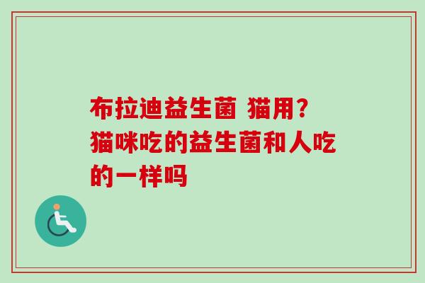 布拉迪益生菌 猫用?猫咪吃的益生菌和人吃的一样吗 布拉迪益生菌 猫用?猫咪吃的益生菌和人吃的一样吗
