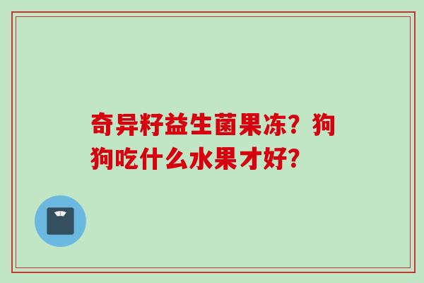 奇异籽益生菌果冻？狗狗吃什么水果才好？