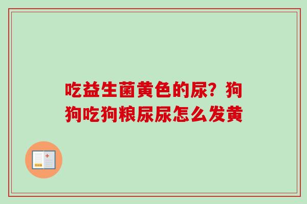 吃益生菌黄色的尿？狗狗吃狗粮尿尿怎么发黄