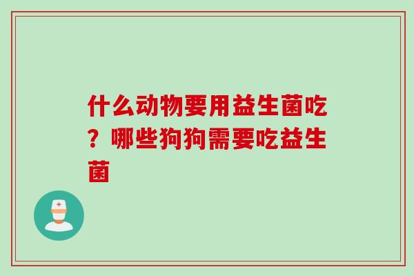 什么动物要用益生菌吃？哪些狗狗需要吃益生菌