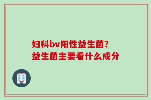 bv阳性益生菌？益生菌主要看什么成分