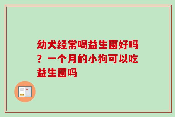 幼犬经常喝益生菌好吗？一个月的小狗可以吃益生菌吗