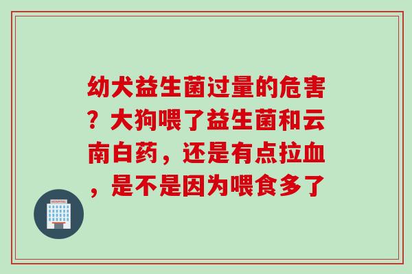 幼犬益生菌过量的危害？大狗喂了益生菌和云南白药，还是有点拉，是不是因为喂食多了
