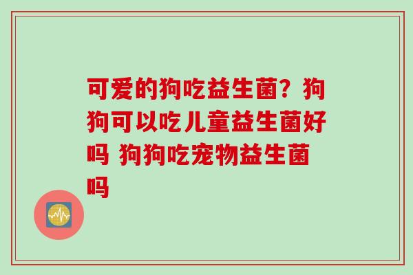 可爱的狗吃益生菌？狗狗可以吃儿童益生菌好吗 狗狗吃宠物益生菌吗