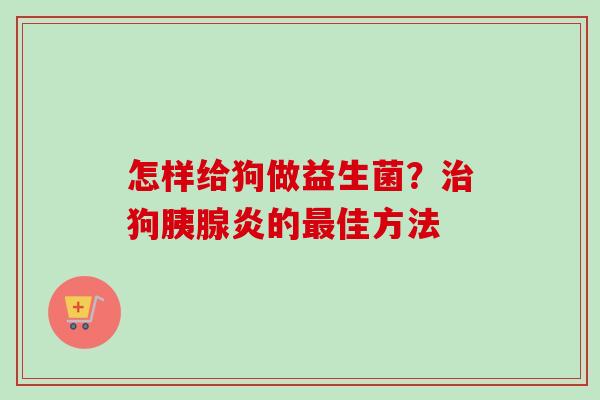 怎样给狗做益生菌？狗胰腺炎的佳方法
