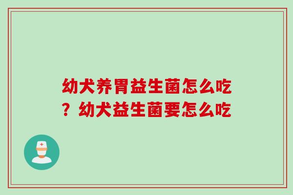 幼犬养胃益生菌怎么吃？幼犬益生菌要怎么吃