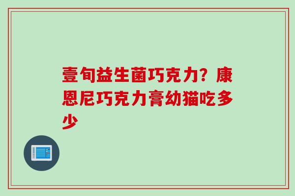 壹旬益生菌巧克力？康恩尼巧克力膏幼猫吃多少