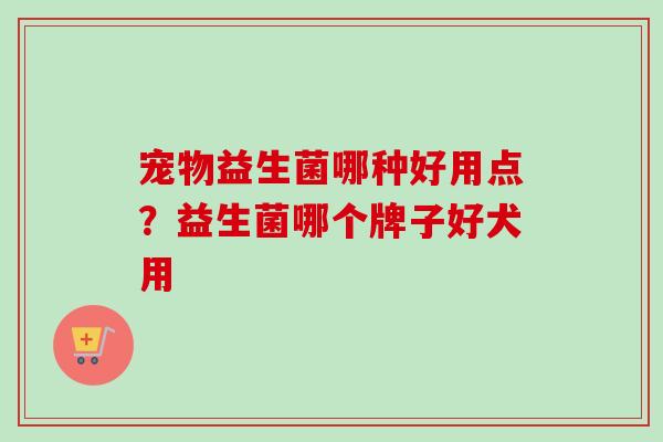 宠物益生菌哪种好用点？益生菌哪个牌子好犬用