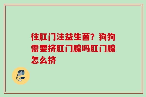 往肛门注益生菌？狗狗需要挤肛门腺吗肛门腺怎么挤