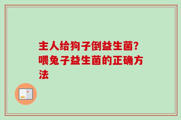 主人给狗子倒益生菌？喂兔子益生菌的正确方法
