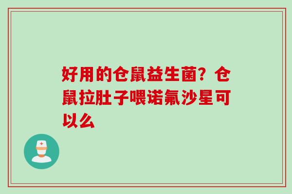 好用的仓鼠益生菌?仓鼠拉肚子喂诺氟沙星可以么 好用的仓鼠益生菌?仓鼠拉肚子喂诺氟沙星可以么