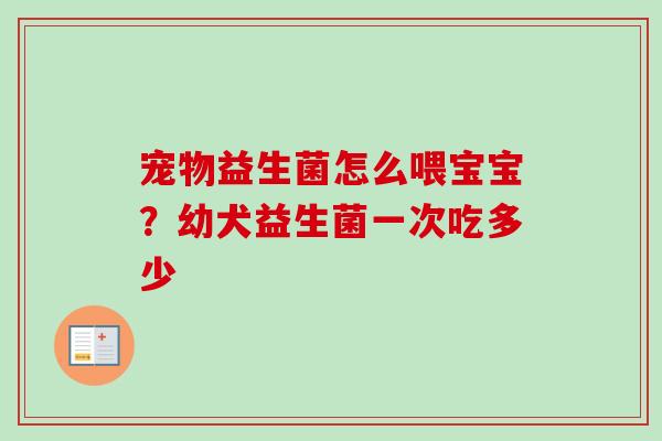 宠物益生菌怎么喂宝宝？幼犬益生菌一次吃多少