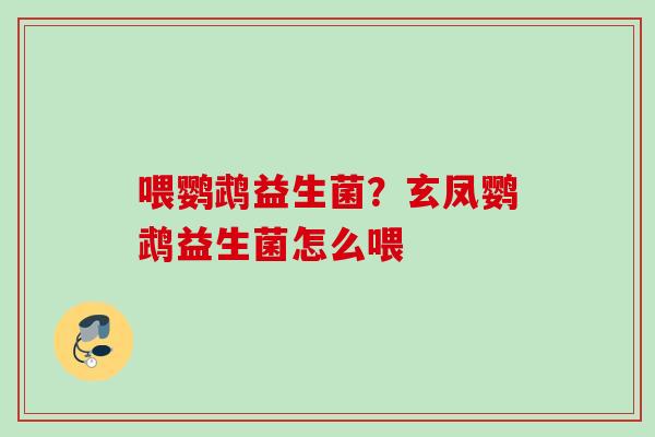 喂鹦鹉益生菌？玄凤鹦鹉益生菌怎么喂