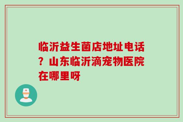 临沂益生菌店地址电话?山东临沂滴宠物医院在哪里呀 临沂益生菌店地址电话?山东临沂滴宠物医院在哪里呀