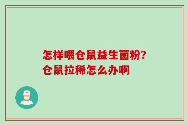 怎样喂仓鼠益生菌粉?仓鼠拉稀怎么办啊 怎样喂仓鼠益生菌粉?仓鼠拉稀怎么办啊