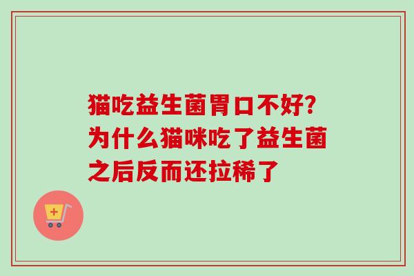 猫吃益生菌胃口不好？为什么猫咪吃了益生菌之后反而还拉稀了