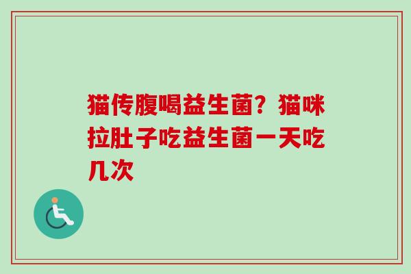 猫传腹喝益生菌？猫咪拉肚子吃益生菌一天吃几次