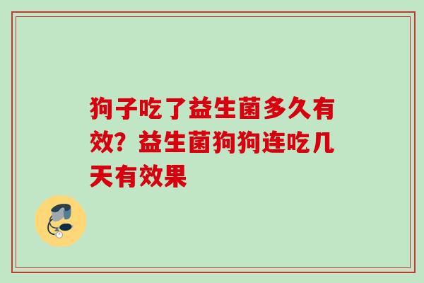 狗子吃了益生菌多久有效？益生菌狗狗连吃几天有效果