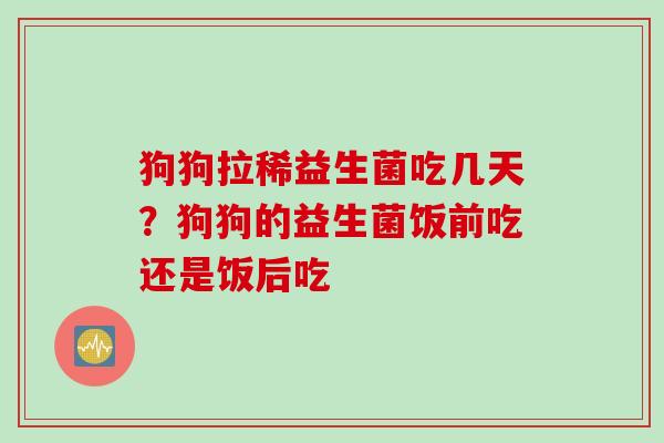 狗狗拉稀益生菌吃几天?狗狗的益生菌饭前吃还是饭后吃 狗狗拉稀益生菌吃几天?狗狗的益生菌饭前吃还是饭后吃