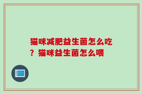 猫咪益生菌怎么吃？猫咪益生菌怎么喂