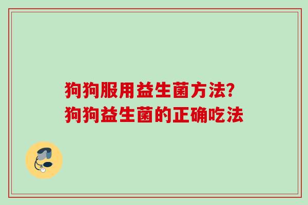 狗狗服用益生菌方法？狗狗益生菌的正确吃法