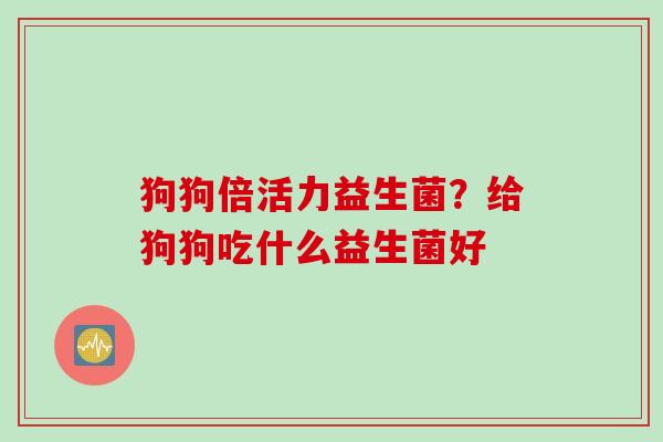 狗狗倍活力益生菌？给狗狗吃什么益生菌好