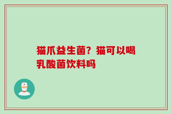 猫爪益生菌？猫可以喝乳酸菌饮料吗