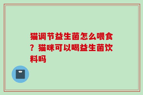 猫调节益生菌怎么喂食？猫咪可以喝益生菌饮料吗