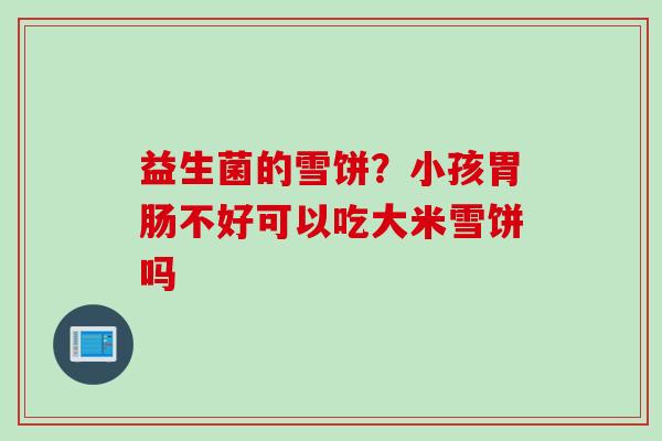 益生菌的雪饼？小孩不好可以吃大米雪饼吗