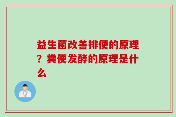 益生菌改善排便的原理?粪便发酵的原理是什么 益生菌改善排便的原理?粪便发酵的原理是什么