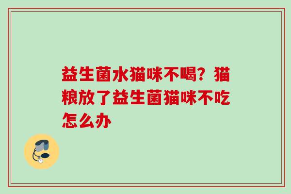 益生菌水猫咪不喝？猫粮放了益生菌猫咪不吃怎么办