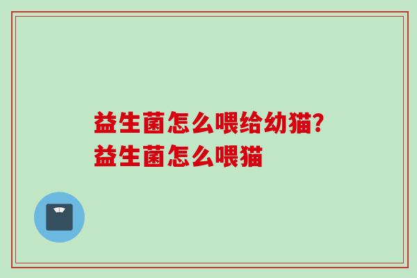 益生菌怎么喂给幼猫？益生菌怎么喂猫