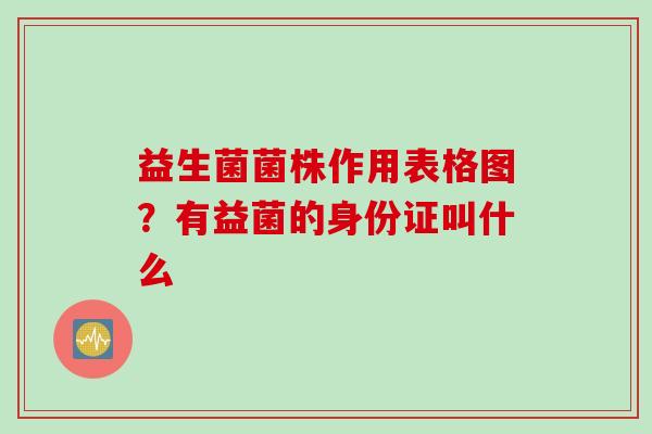 益生菌菌株作用表格图?有益菌的身份证叫什么 益生菌菌株作用表格图?有益菌的身份证叫什么