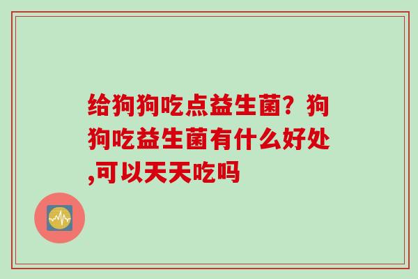 给狗狗吃点益生菌？狗狗吃益生菌有什么好处,可以天天吃吗