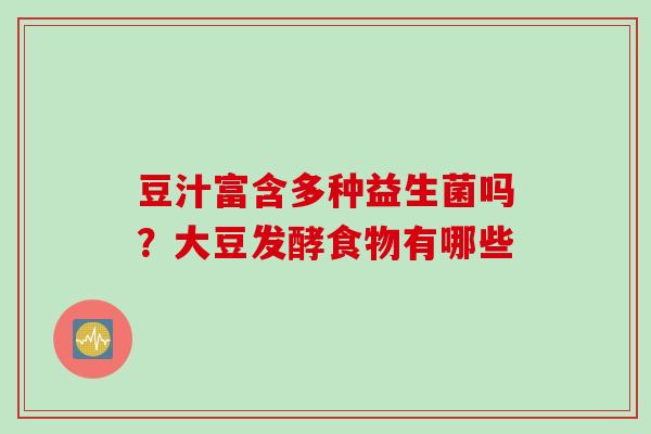 豆汁富含多种益生菌吗?大豆发酵食物有哪些 豆汁富含多种益生菌吗?大豆发酵食物有哪些