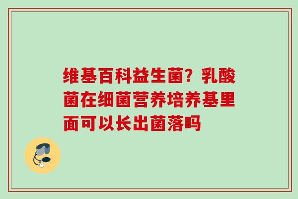 维基百科益生菌？乳酸菌在营养培养基里面可以长出菌落吗
