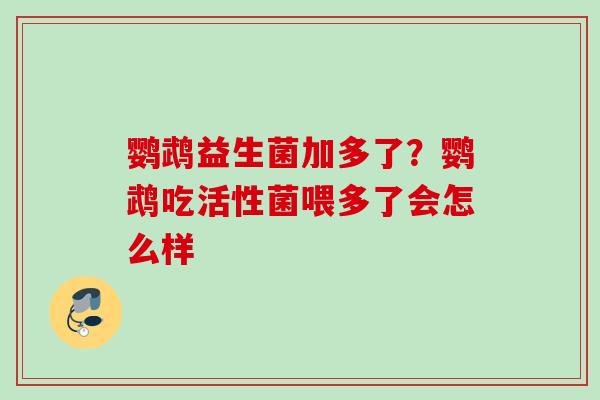 鹦鹉益生菌加多了？鹦鹉吃活性菌喂多了会怎么样