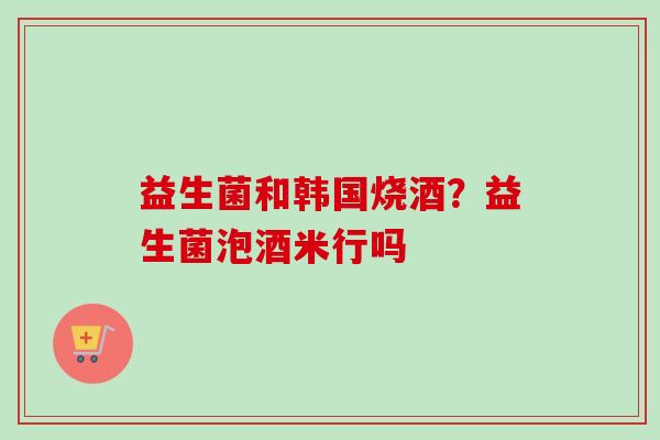 益生菌和韩国烧酒？益生菌泡酒米行吗