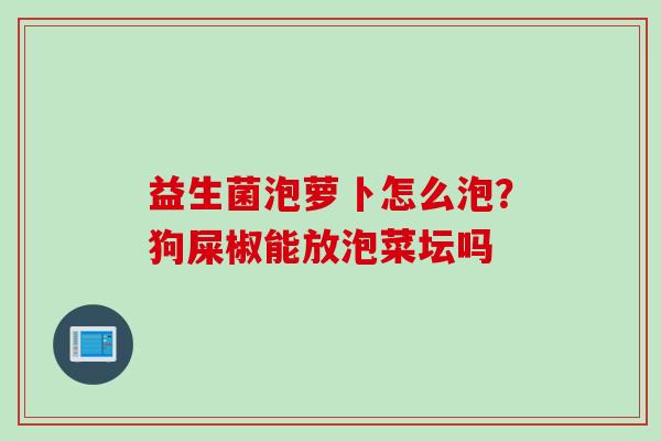 益生菌泡萝卜怎么泡?狗屎椒能放泡菜坛吗 益生菌泡萝卜怎么泡?狗屎椒能放泡菜坛吗