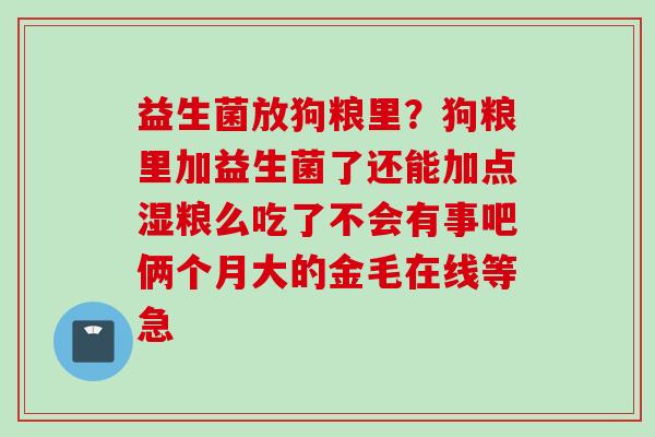 益生菌放狗粮里？狗粮里加益生菌了还能加点湿粮么吃了不会有事吧俩个月大的金毛在线等急