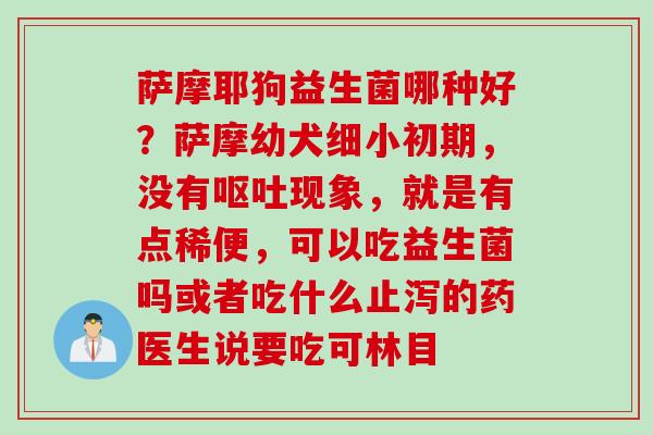 萨摩耶狗益生菌哪种好?萨摩幼犬细小初期,没有现象,就是有点稀便,可以吃益生菌吗或者吃什么止泻的药医生说要吃可林目 萨摩耶狗益生菌哪种好?萨摩幼犬细小初期,没有现象,就是有点稀便,可以吃益生菌吗或者吃什么止泻的药医生说要吃可林目